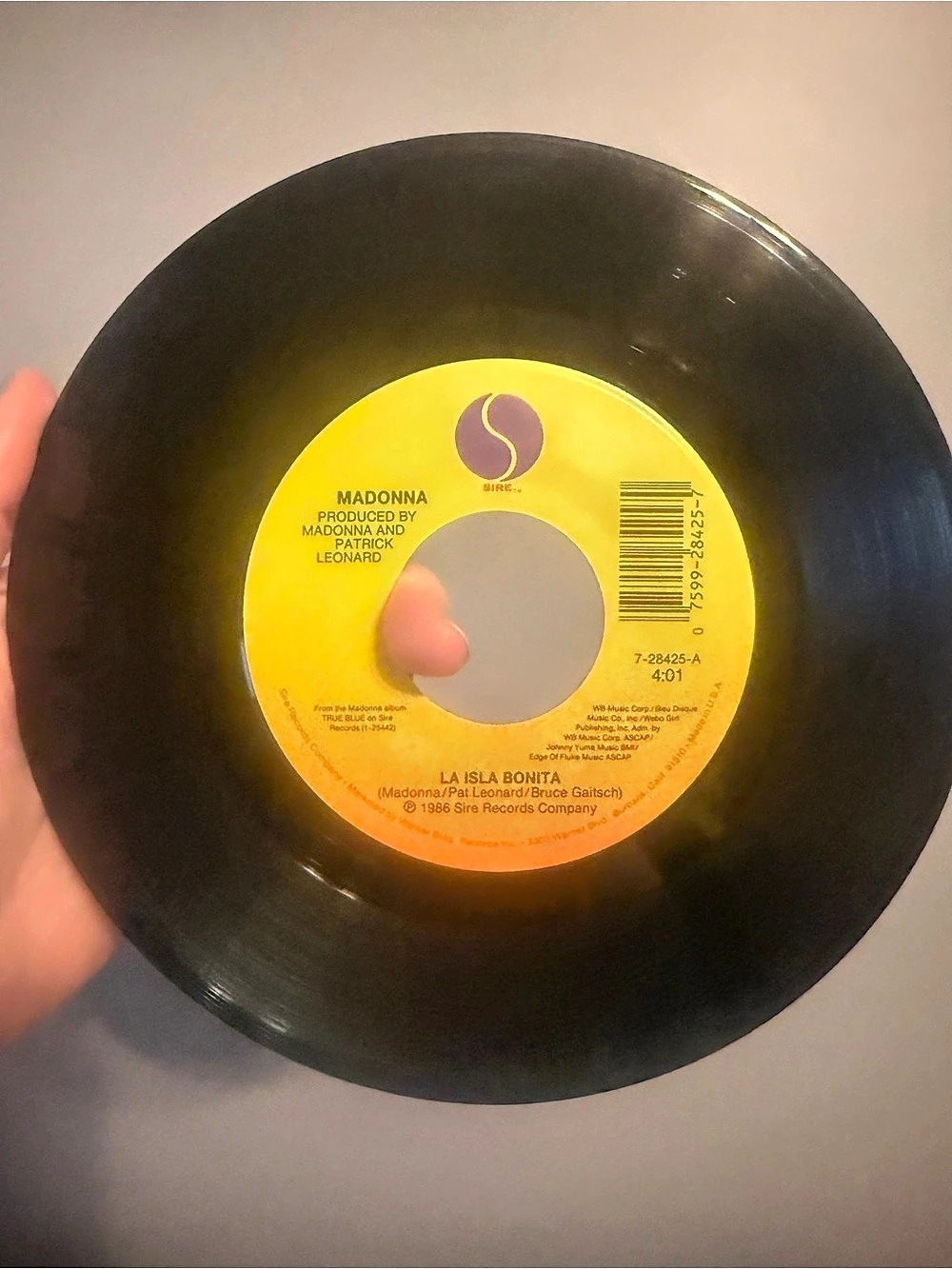 Sire Records La Isla Bonita Madonna Vinyl Single Black Yellow